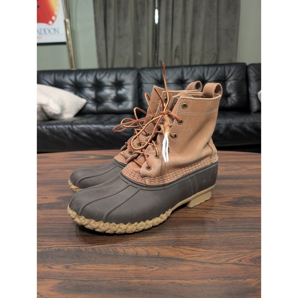LL Bean Boots Women's Size 8 M Tan Duck Boots Ankle Bean Boots Rubber Shoes
